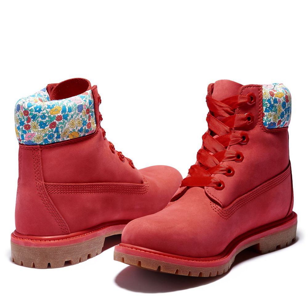 Bocanci 6-Inch Timberland Dama Rosii - Premium Waterproof Made With Liberty Fabric - Romania - WFRNM